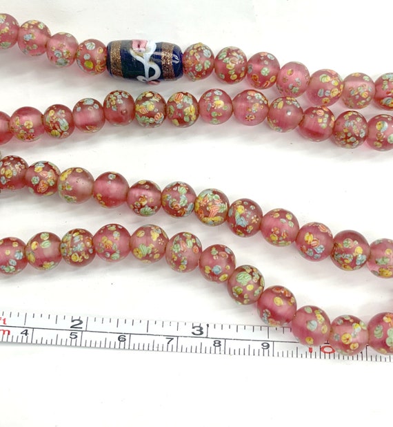 Victorian Period Glass Silkie flower bead necklac… - image 7