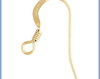 Bulk 14kt Gold Filled Ear Wires Coil Hammered Coil French Hook, Jewelry Making Supplies