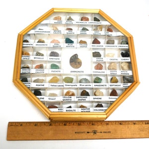 Gemstone Collection Box Vintage Mineral Specimen Sample Gift for Rock ...
