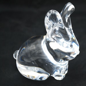 Baccarat Clear Crystal Bunny Rabbit Circa 1980  Collectable Figurine  Made in France  Rabbit Paperweight