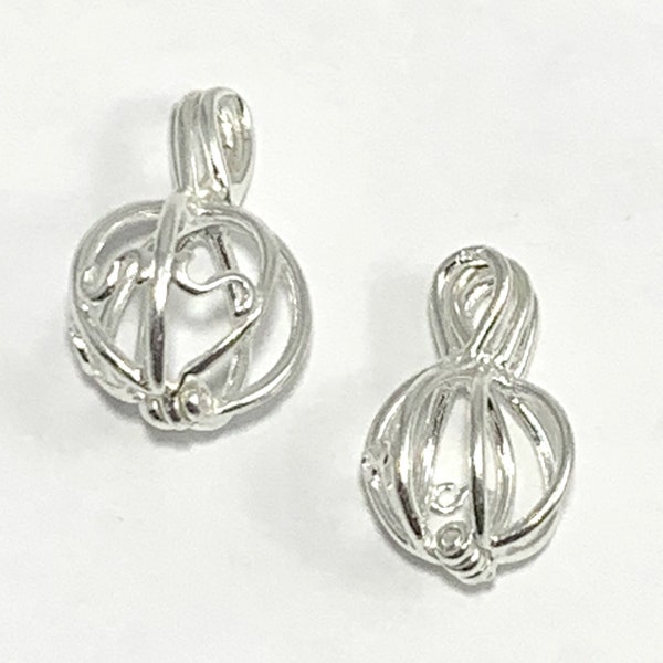 sterling bead ball caged pendant charm silver wire case for beads to make jewelry pendant or charms, two sizes 6 mm 8 mm