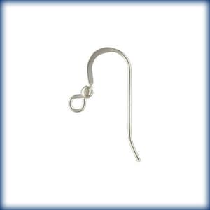 May include: Silver earring hook with a small loop at the top and a curved wire.