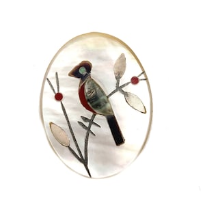 genuine Vintage Zuni Bird Cabochon gemstone inlay mother of pearl turquoise coral abalone old stock