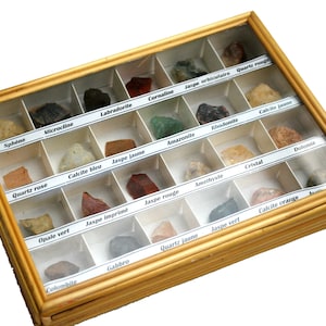Gemstone Collection Box Vintage Mineral Specimen Sample Gift for Rock ...