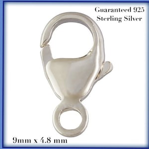 bulk sterling silver clasps - 9 mm x 4.8 mm  - oval trigger  lobster claw clasp-  jewelry making  - guaranteed 925 - packs of 5,25,50 100