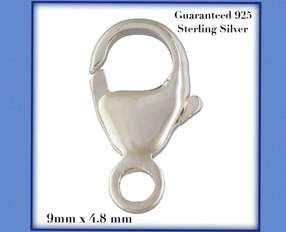 bulk sterling silver clasps - 9 mm x 4.8 mm  - oval trigger  lobster claw clasp-  jewelry making  - guaranteed 925 - packs of 5,25,50 100