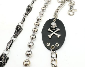 Chrome Biker pant chain Chainmaille Wallet Chain,  Jeans Accessory, Retro Keychain, Gothic Mens Chain,dragon,skull ball chain