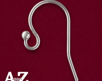 Sterling Silver Ball End Ear Wires – 925 French Hooks, Jewelry Making Supplies