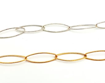 14 kt GF Sterling Textured Large cable  Chain by the foot  Gold filled sterling silver   Wholesale Bulk Jewelry Supply