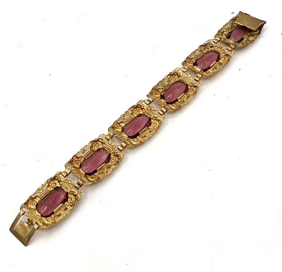 Victorian purple Gold filled bracelet Amethyst gl… - image 5