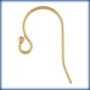 Bulk 14 Kt Gold Filled Earwires Ball End Tip French Wire Hook