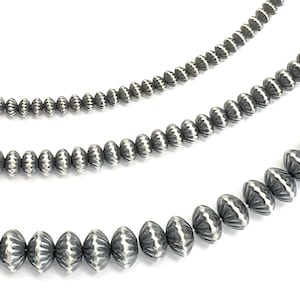 Perles en argent sterling, perles de soucoupe Navajo, perles du sud-ouest, fabrication de bijoux, six tailles