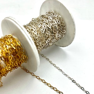 14kt GF and  sterling silver  flat cable Chain  5mm x 3mm by the foot Wholesale Bulk Jewelry Supply  sterling silver and Gold filled