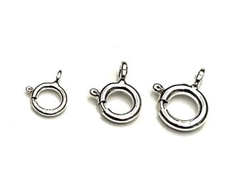 sterling silver spring clasps 5mm 6mm 7mm 8  jewelry making  - guaranteed 925 - packs of 10 and 50
