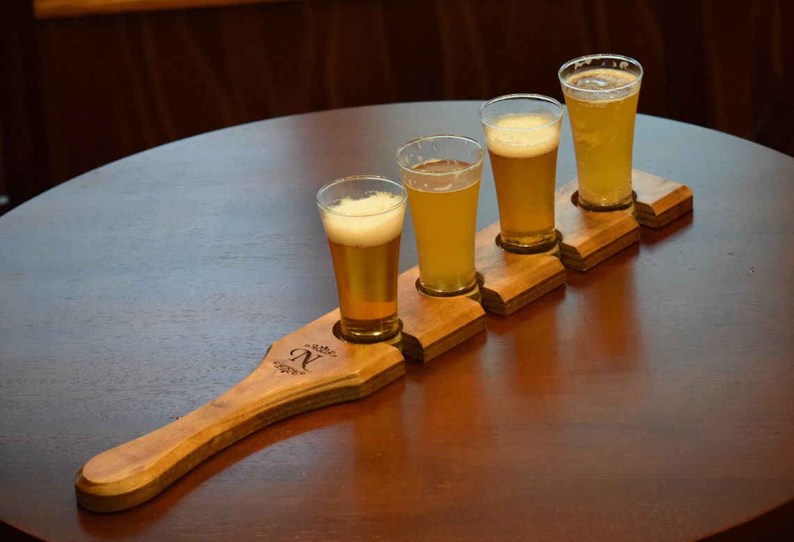 Paddle Beer Flight Engraved With Four 5.5oz Pilsner Etsy