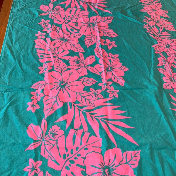 Pink and Turquoise Trendtex Hawaiian Vintage Fabric