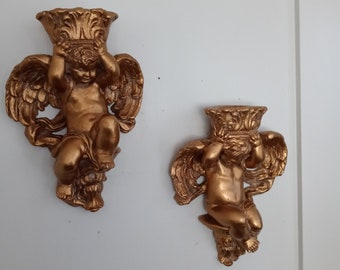 angel sconce Vintage Gilded Sconce Wall Sconce silver sconce