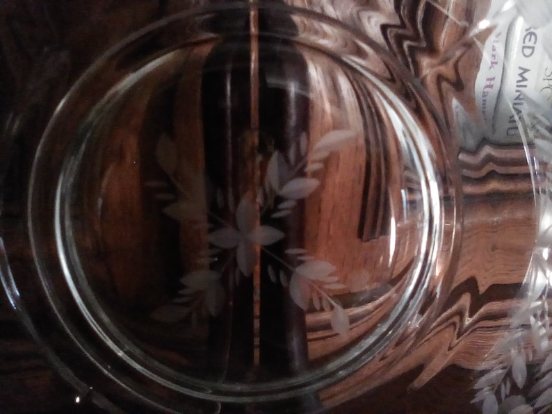 Vintage square etched glass luncheon or dessert plates set of 6