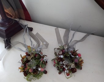 Candle Wreath Bobeches Pair with Silver