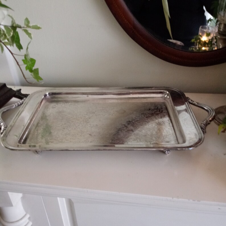 Vintage silver plate coffee serving set with silver tray