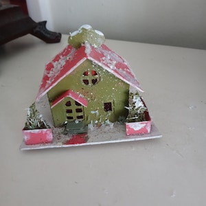 Christmas Putz Village House in Pale Green