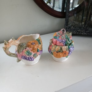 Majolica Ceramic Cream and Sugar