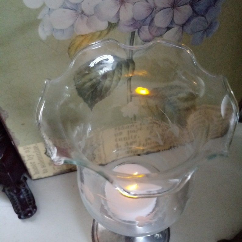 Etched Glass Candle Hurricane Votive Etsy