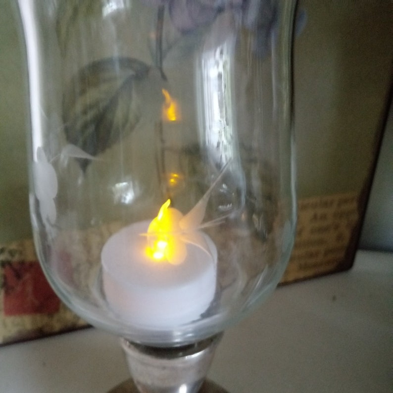 Etched Glass Candle Hurricane Votive Etsy