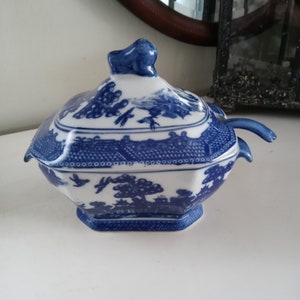 Small Blue and White Chinese Tureen with Ladle
