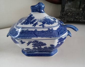 Small Blue and White Chinese Tureen with Ladle
