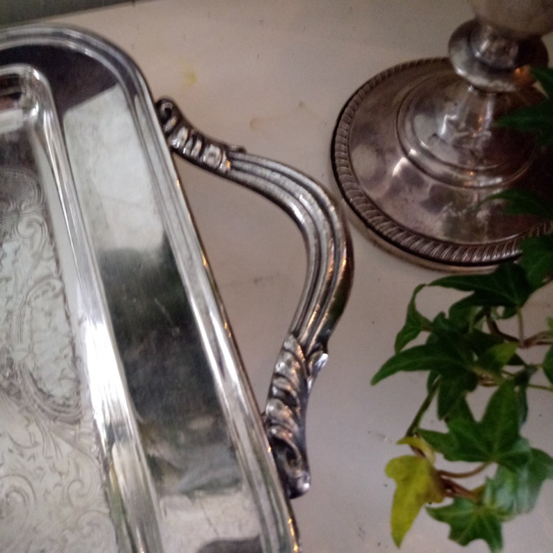 Vintage silver plate coffee serving set with silver tray