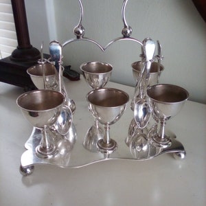 Antique English silver plate egg cruet set