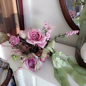 Silk Rose Bouquet Mauve Pink