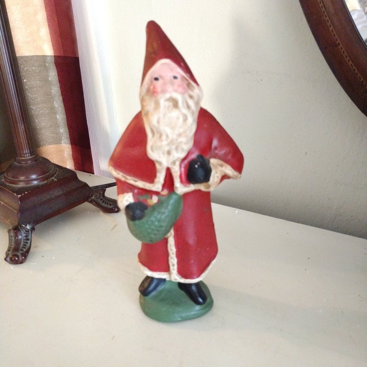 Vintage Chalkware Santa Hand Painted