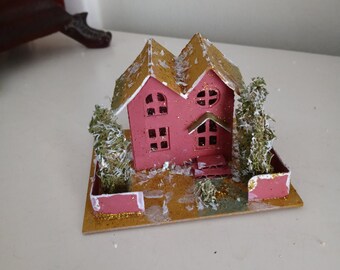 Kleine Papp Weihnachtsputz Dorfhaus
