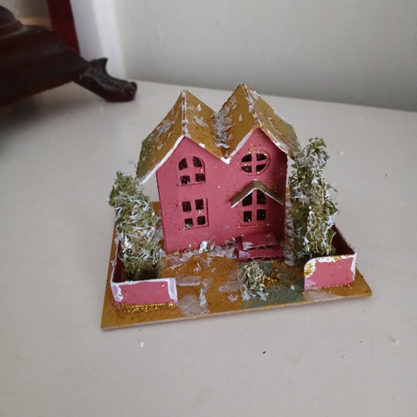 Small Cardboard Christmas Putz Village House