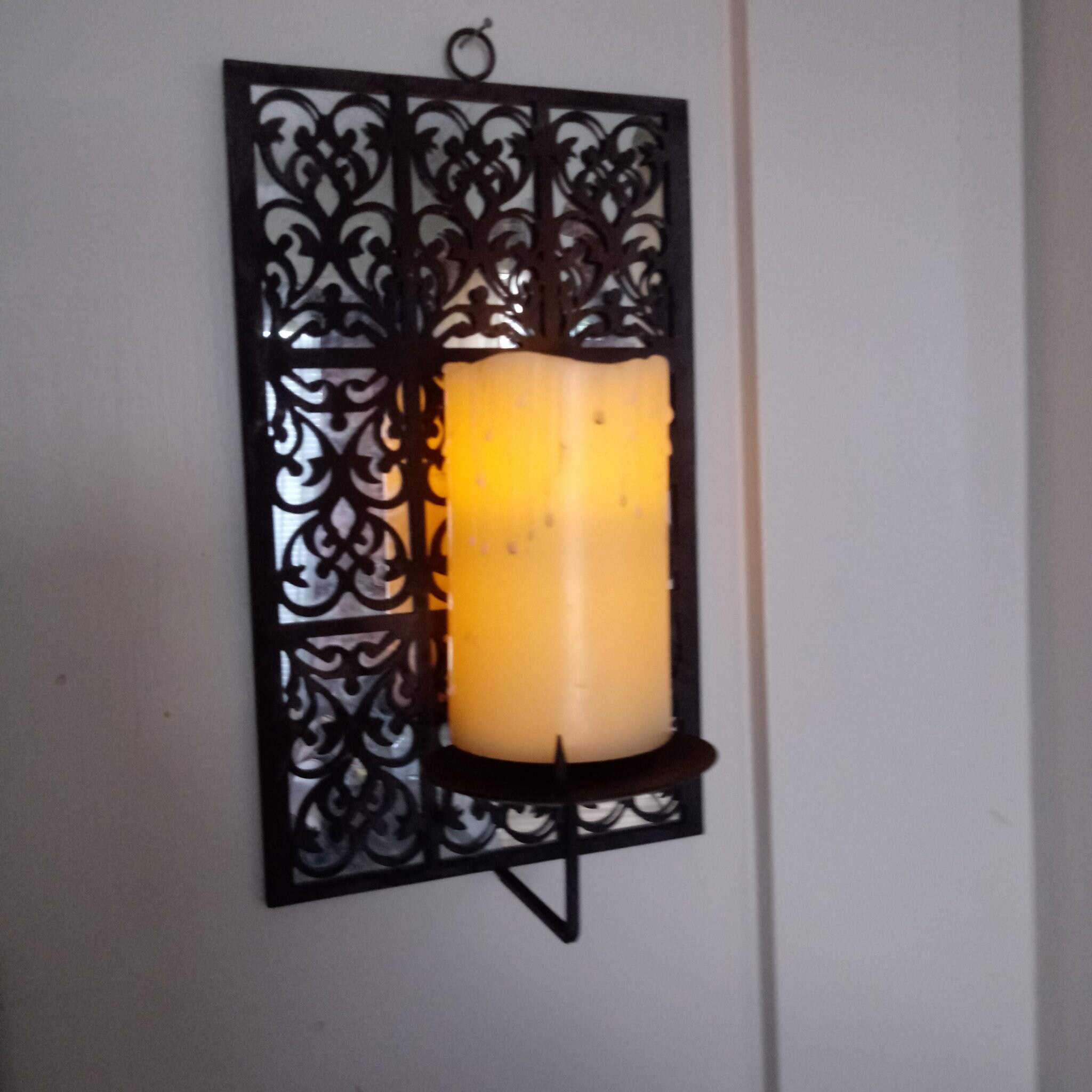 Pair of Mirrored Metal Candle Wall Sconces | Etsy