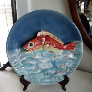 Majolica Palissy Antik Fisktallrik från Portugal