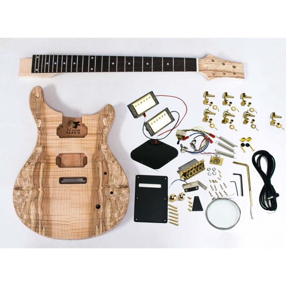 Diy Guitar Kit Solid Spatled Body Ebony Solderless Gold Etsy