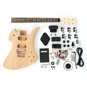 DiY Electric Guitar Kit - MockingBird Style - Mahogany Body, Maple Neck - Build Your Guitar - Beginner Build Level - DiY Gift for Guitarist