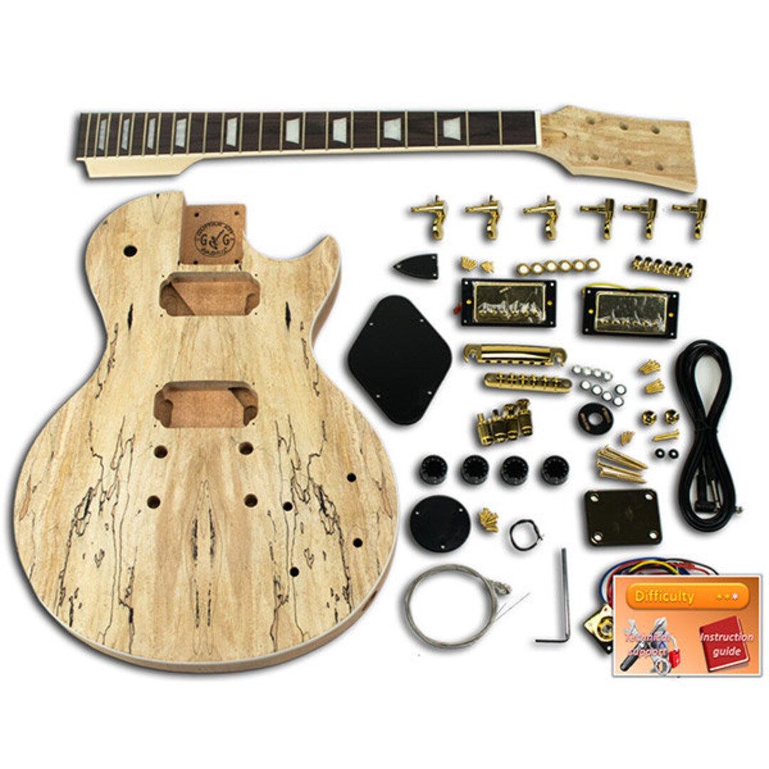 Diy Guitar Kit LP Deluxe Gold Mahogany Etsy