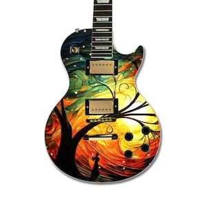 Guitar Skin Wrap | 50x60cm Laminated Guitar Cover | Tree in Night Theme | Fits Electric, Acoustic & Bass | Custom Design Available