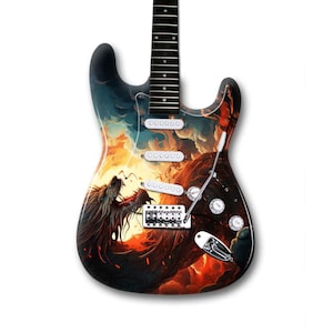 Guitar Skin Wrap | 50x60cm Laminated Guitar Cover | Dragon Theme | Fits Electric, Acoustic & Bass | Custom Design Available
