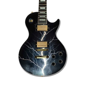 Guitar Skin Wrap | 50x60cm Laminated Guitar Cover | Lightnings Theme | Fits Electric, Acoustic & Bass | Custom Design Available