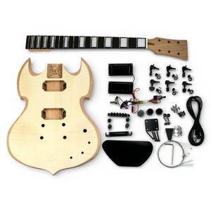 DIY Electric Guitar Kit – Barbarian Style: Mahogany Style, Flame Maple Top, Hardware in Black Finish