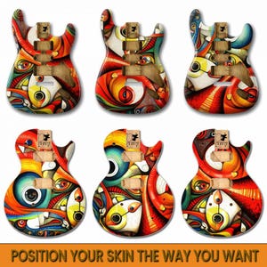 Guitar Skin Wrap |  50x60cm Guitar Skin | Laminated Guitar Cover  | Fits All Electric, Bass Guitar &  Acoustics | Custom Design Available