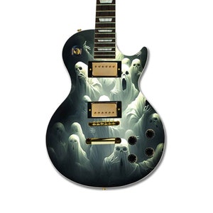 Guitar Skin Wrap | 50x60cm Laminated Guitar Cover | Ghosts Theme | Fits Electric, Acoustic & Bass | Custom Design Available