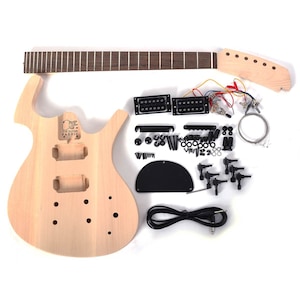DiY Guitar Kit - Parker Fly Style - Basswood Body, Maple Neck - Build Your Guitar - Beginner Build Level - DiY Gift for Guitarist