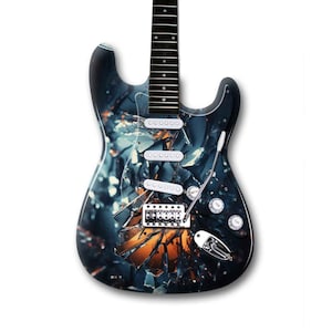 Guitar Skin Wrap | 50x60cm Laminated Guitar Cover | Broken Mirror | Fits Electric, Acoustic & Bass | Custom Design Available