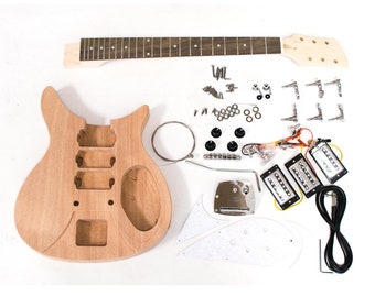 DiY Guitar Kit - Rk Tremolo Style - Mahogany Body, Maple Neck - Build Your Guitar - Beginner Build Level - DiY Gift for Guitarist